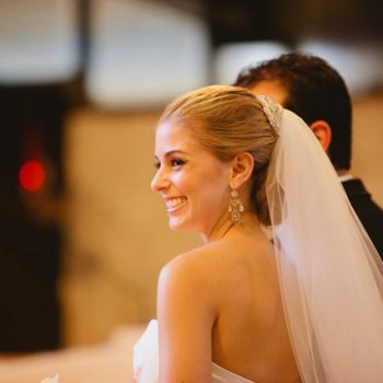 evelyn smiling in wedding dress