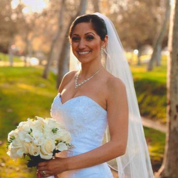 karina smiling in wedding dress