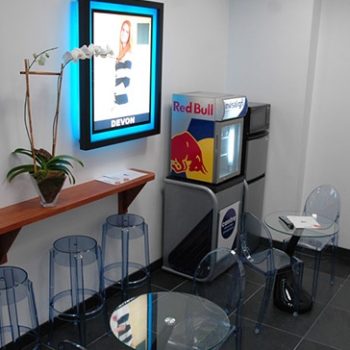 refreshment area in office lobby