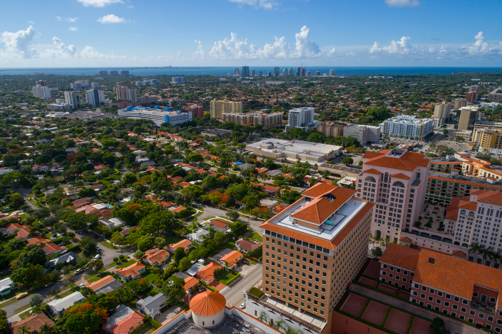 Image of Coral Gables from a bird's eye view